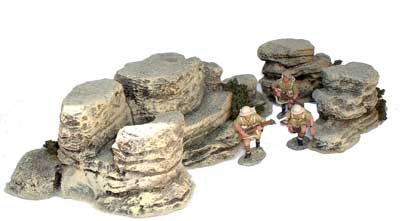 JG Miniatures - S46 - Desert Rock Set (3 Pieces) - diorama avec figurines King and Country au 1-30ème